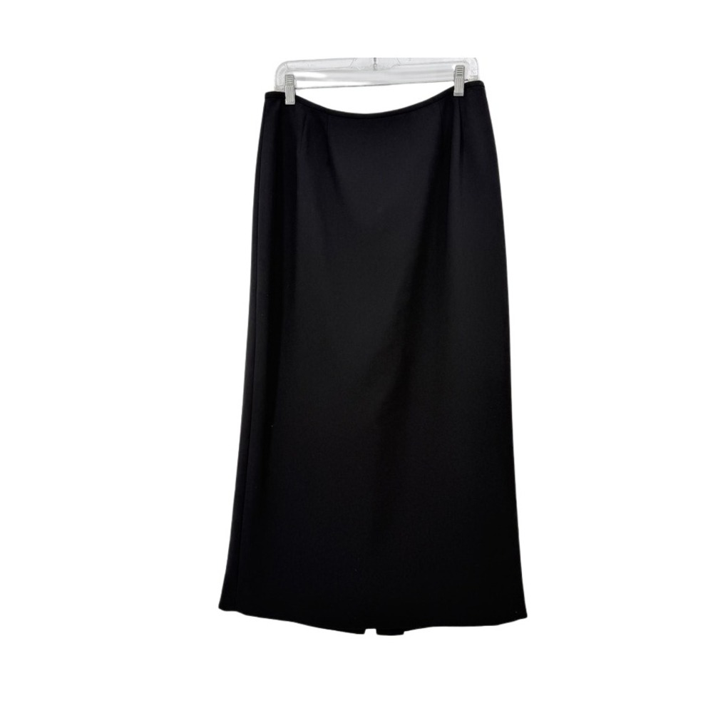 Le Suit Maxi Straight‎ Skirt Basic Black Back Vent Professional Office Sz 12